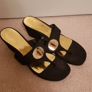 Black coach wedge sandals